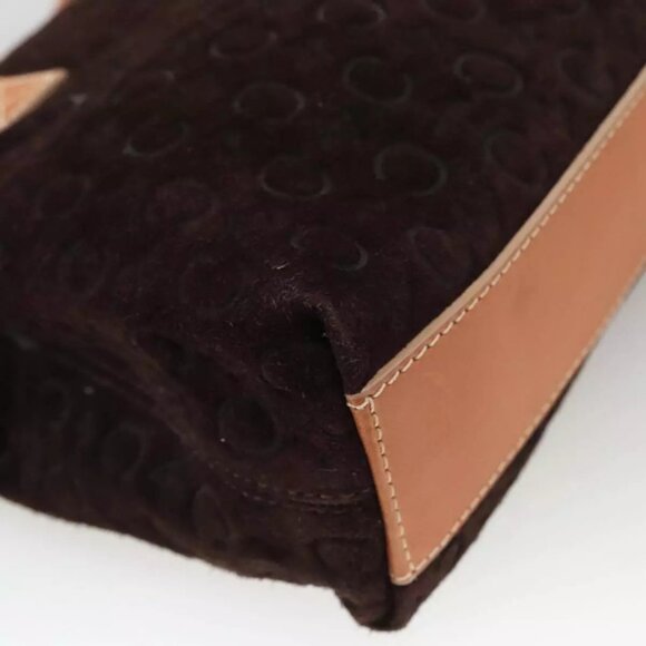 CELINE C Macadam Canvas Hand Bag Suede Brown Gold Auth - Picture 5 of 16